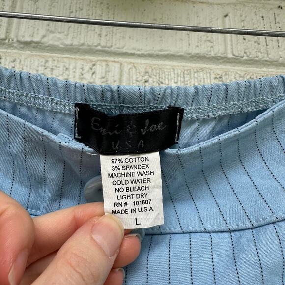 Emily & Joe Sky Blue Black Pin Striped Bermuda Shorts - Picture 3 of 3